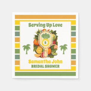 Serviette En Papier Mariage Tropical Rétro avec Ananas et Pickleball