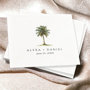 Serviette En Papier Mariage Tropical sous les Palmiers Royaux