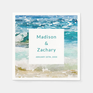 Serviette En Papier Mariage Tropical sur la Plage