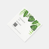Serviette En Papier Mariage Tropical Végétal Code QR Partage de Photos (Coin)