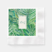 Serviette En Papier mariage tropical verdure émeraude (Devant)