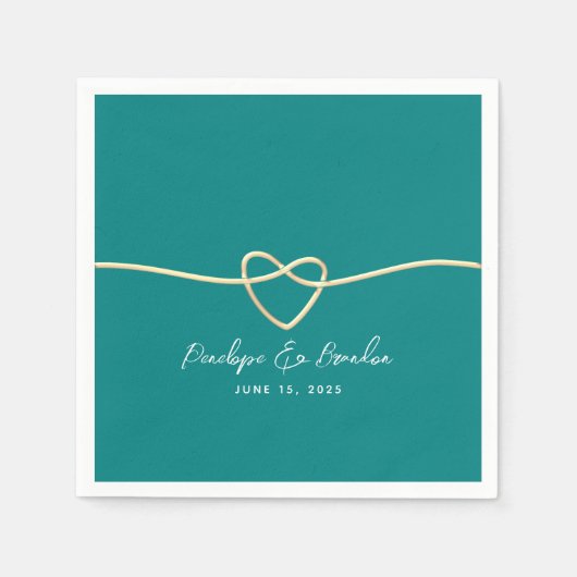 Serviette En Papier Mariage turquoise (Devant)