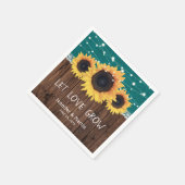 Serviette En Papier Mariage Turquoise de dentelle en bois rustique (Coin)