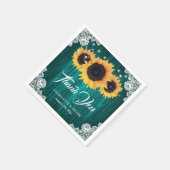 Serviette En Papier Mariage Turquoise en dentelle de bois rustique (Coin)