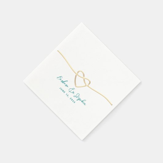 Serviette En Papier Mariage turquoise et Gold (Coin)