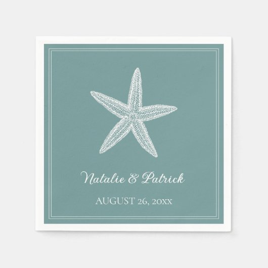 Serviette En Papier Mariage turquoise Starfish (Devant)