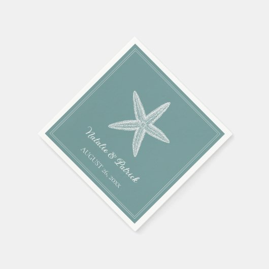 Serviette En Papier Mariage turquoise Starfish (Coin)