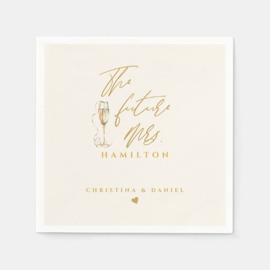 Serviette En Papier Mariage Typographie Moderne Écriture Dorée (Devant)