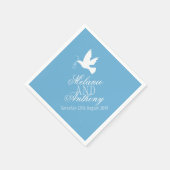 Serviette En Papier Mariage un blanc colombes bleu serviettes personna (Coin)