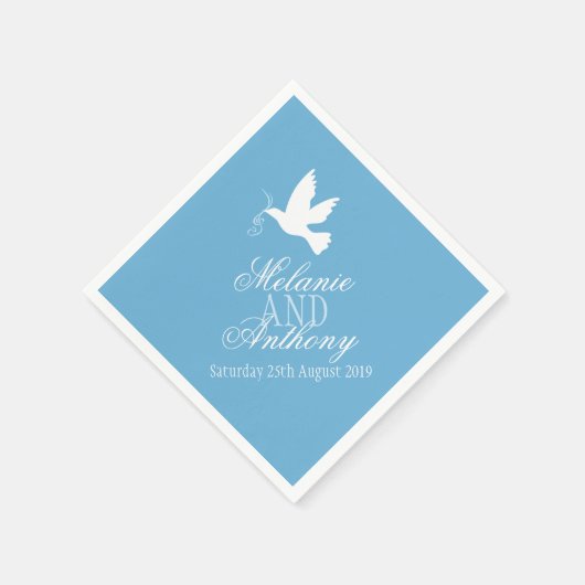 Serviette En Papier Mariage un blanc colombes bleu serviettes personna (Coin)