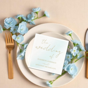 Serviette En Papier Mariage Vague Aquarelle Bleue