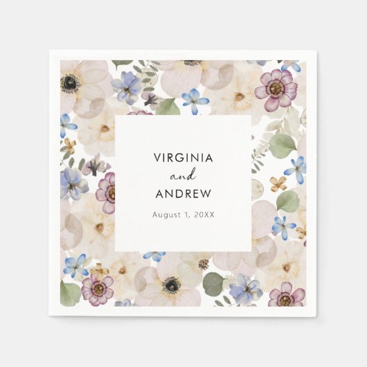 Serviette En Papier Mariage végétal moderne (Devant)