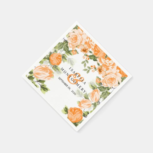 Serviette En Papier Mariage végétal orange (Coin)