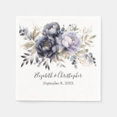 Serviette En Papier Mariage végétal personnalisé violet blanc (Devant)