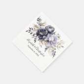 Serviette En Papier Mariage végétal personnalisé violet blanc (Coin)