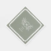 Serviette En Papier Mariage végétal vert Sage Botanique Scalloped (Coin)