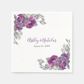 Serviette En Papier Mariage végétal violet élégant (Devant)