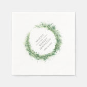 Serviette En Papier Mariage verdure couronne d'aquarelle sauge vert (Devant)