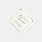 Serviette En Papier Mariage vert à main lunaire tiré (Coin)