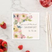 Serviette En Papier Mariage vert couleur rose pâle (En situation)