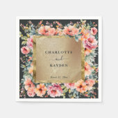 Serviette En Papier Mariage vert de l'armature florale rustique (Devant)