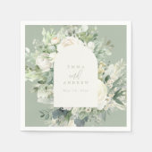 Serviette En Papier Mariage vert de l'Eucalyptus (Devant)