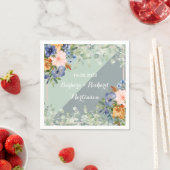 Serviette En Papier Mariage vert de pêche bleu foncé (En situation)