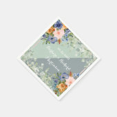 Serviette En Papier Mariage vert de pêche bleu foncé (Coin)