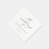 Serviette En Papier Mariage vert de script simple (Coin)