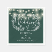 Serviette En Papier Mariage vert émeraude floral (Devant)