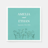 Serviette En Papier Mariage vert fleur sauvage (Devant)