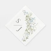 Serviette En Papier Mariage vert Fleur sauvage bleu printemps (Coin)