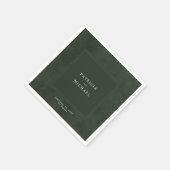 Serviette En Papier Mariage vert foncé simple moderne élégant (Coin)