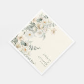 Serviette En Papier Mariage vert ivoire neutre (Coin)