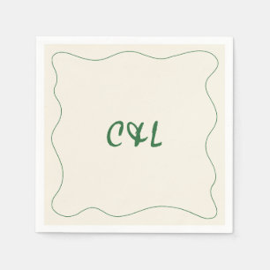 Serviette En Papier Mariage vert maquis rétro manuscrit