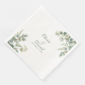 Serviette En Papier Mariage vert moderne Eucalyptus (Coin)
