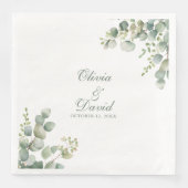 Serviette En Papier Mariage vert moderne Eucalyptus (Devant)