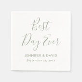 Serviette En Papier Mariage vert moderne Sage Script (Devant)