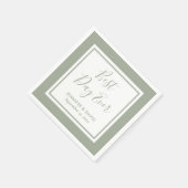 Serviette En Papier Mariage vert moderne Sage Script (Coin)