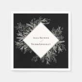 Serviette En Papier Mariage vert noir et blanc (Devant)