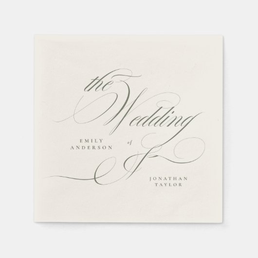 Serviette En Papier Mariage Vert Pistache (Devant)