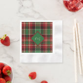 Serviette En Papier mariage vert rouge noir tartan celtique écossais (En situation)