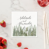 Serviette En Papier Mariage Vert Rustique en Forêt (En situation)