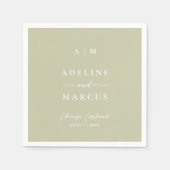 Serviette En Papier Mariage vert Sage Olive (Devant)