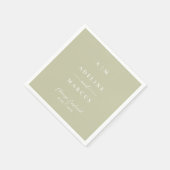 Serviette En Papier Mariage vert Sage Olive (Coin)
