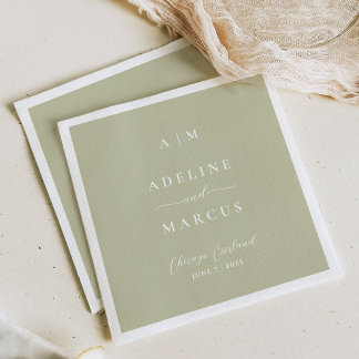 Serviette En Papier Mariage vert Sage Olive