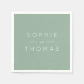 Serviette En Papier Mariage Vert Sauge Clair (Devant)