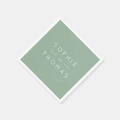 Serviette En Papier Mariage Vert Sauge Clair (Coin)