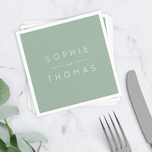 Serviette En Papier Mariage Vert Sauge Clair