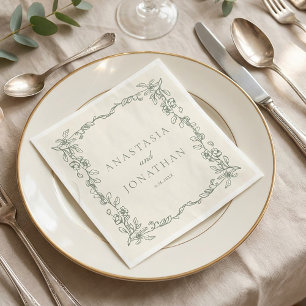 Serviette En Papier Mariage Vert Sauge Vintage
